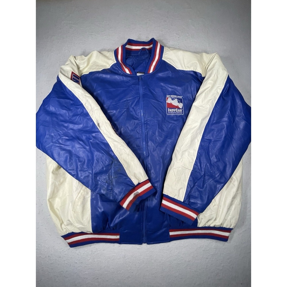 Vintage 90s IndyCar‎ Series Nascar Racing Sportswear Retro Leather Jacket XXXL